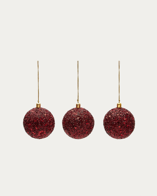 Set Briam de 3 boules suspendues de décoration grandes rouges