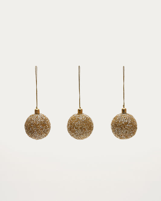 Set Briam de 3 boules suspendues de décoration petites dorées