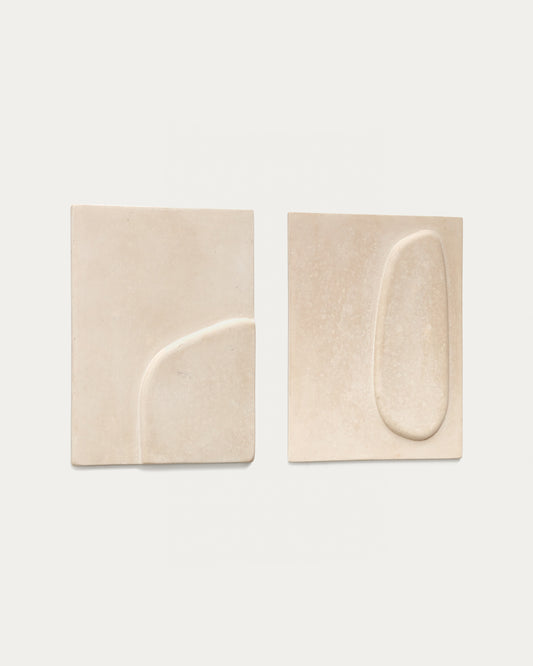 Set Mirta de 2 cadres en papier mâché beige  29 x 39 cm