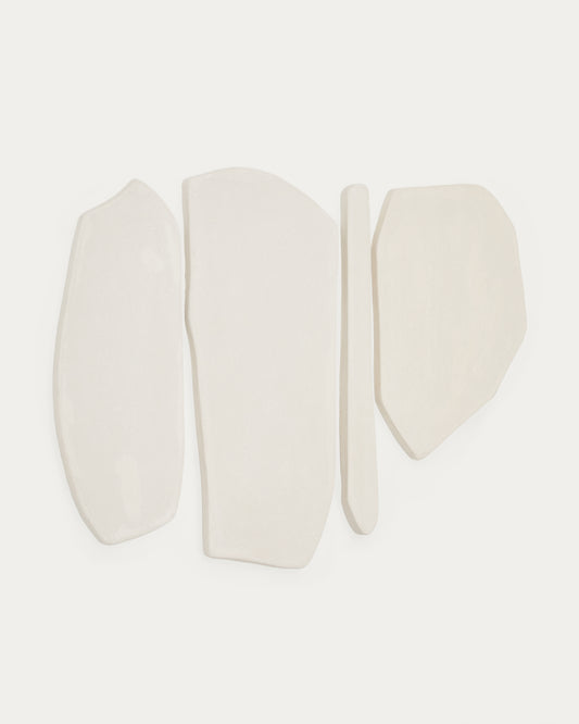 Ensemble de 4 panneaux muraux Siluna en papier mâché blanc