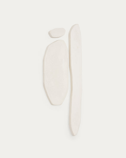 Ensemble de 3 panneaux muraux allongés Siluna en papier mâché blanc