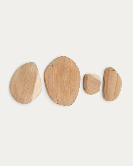 Ensemble Selem de 4 panneaux muraux en bois de mungur