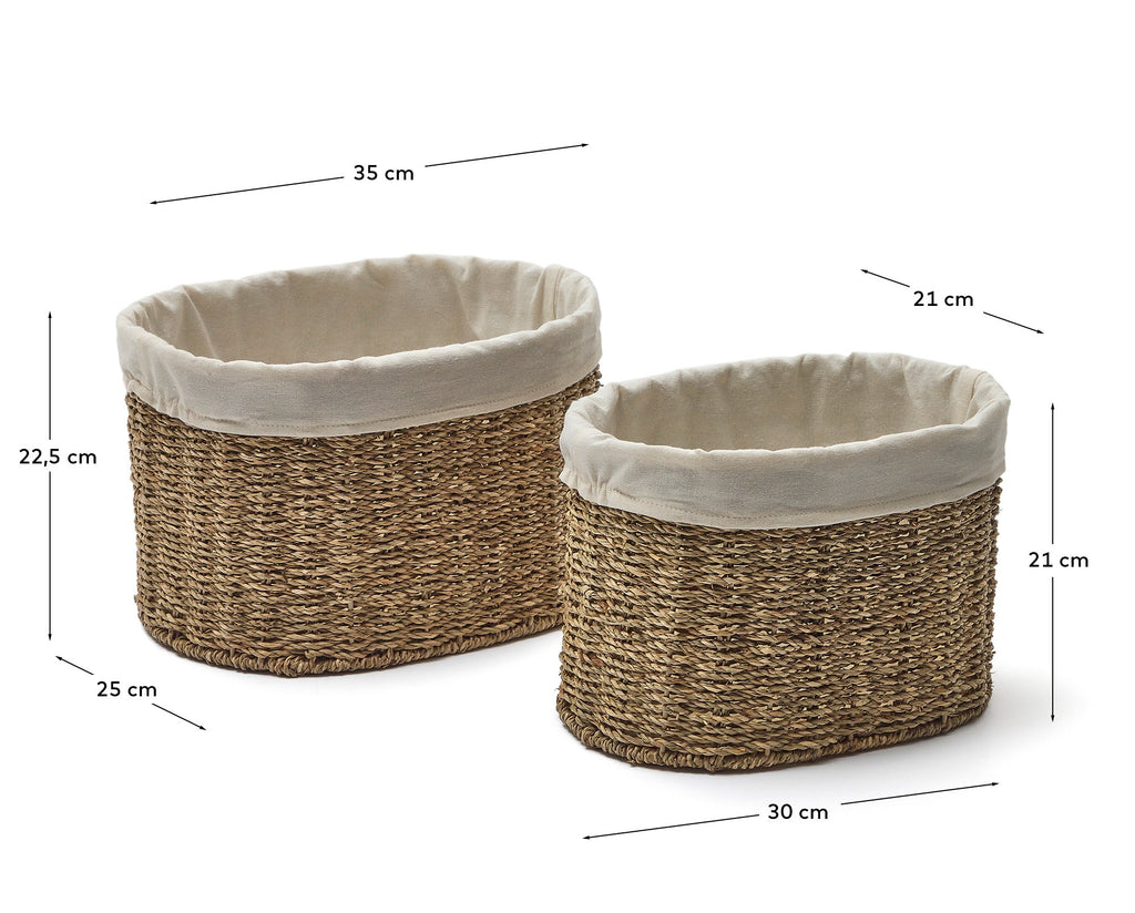 Lot Tossa de 2 paniers format moyen en fibres naturelles