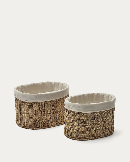 Lot Tossa de 2 paniers format moyen en fibres naturelles