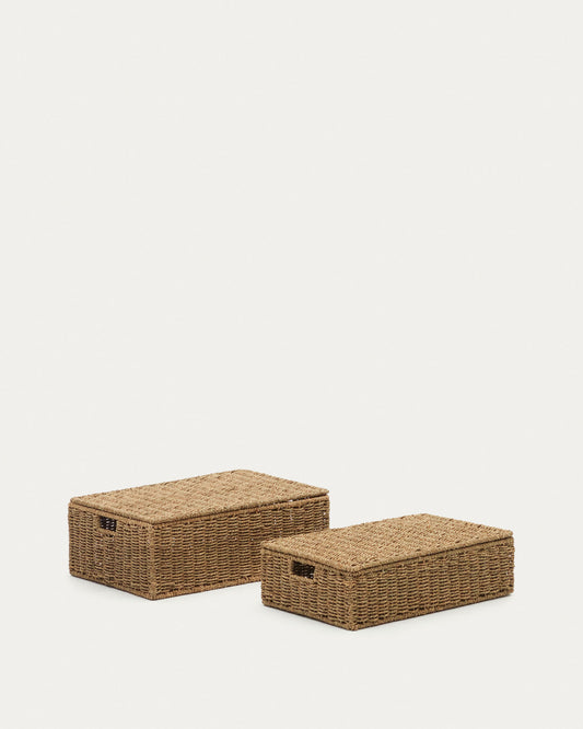 Lot Tossa de 2 boites avec couvercles en fibres naturelles 55 x 36 cm / 60 x 40 cm