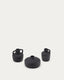 Ensemble Sofra de 3 vases en terre cuite, finition noire 6 cm / 7 cm / 10 cm