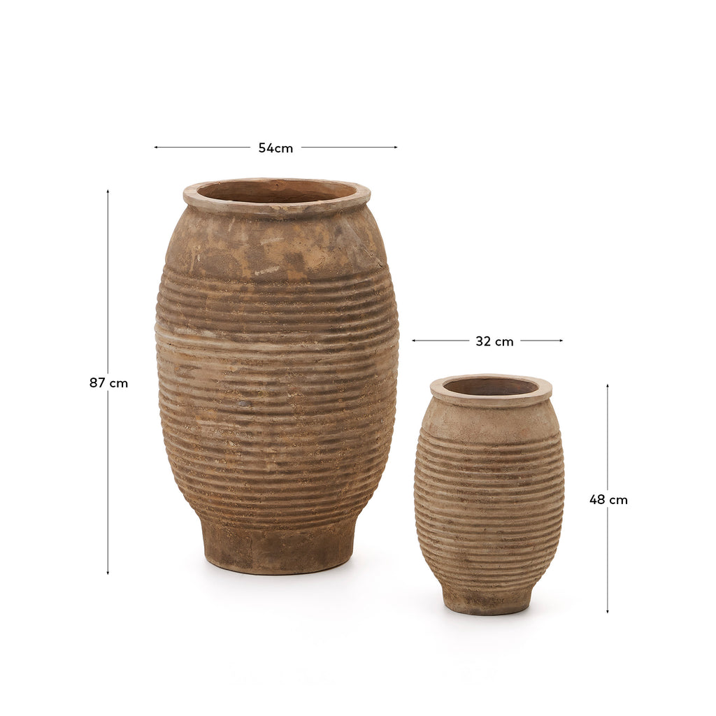 Ensemble Llonga de 2 pots de fleurs en terre cuite, finition naturelle Ø 54 / 32 cm