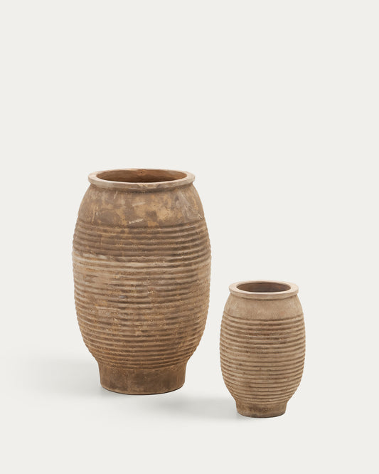 Ensemble Llonga de 2 pots de fleurs en terre cuite, finition naturelle Ø 54 / 32 cm