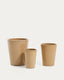 Ensemble Rotja de 3 pots de fleurs en terre cuite, finition beige émaillée Ø 26 / 35 / 47 cm