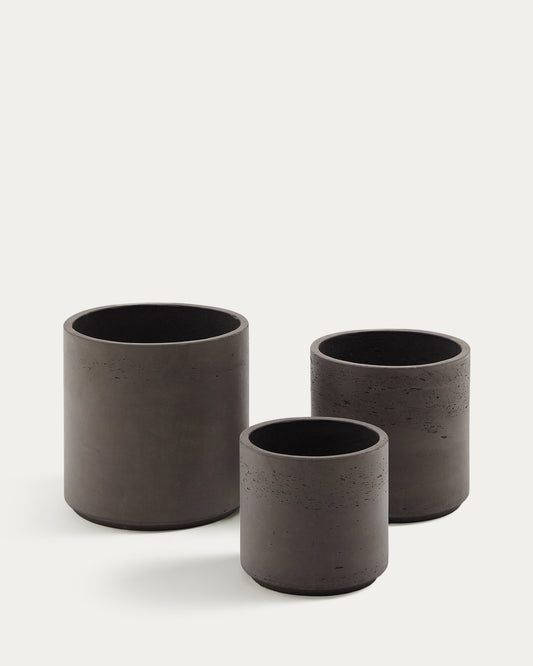 Ensemble Sintina de 3 pots de fleurs en ciment et fibre de verre gris Ø 23 cm / Ø 27,5 cm / 32 cm