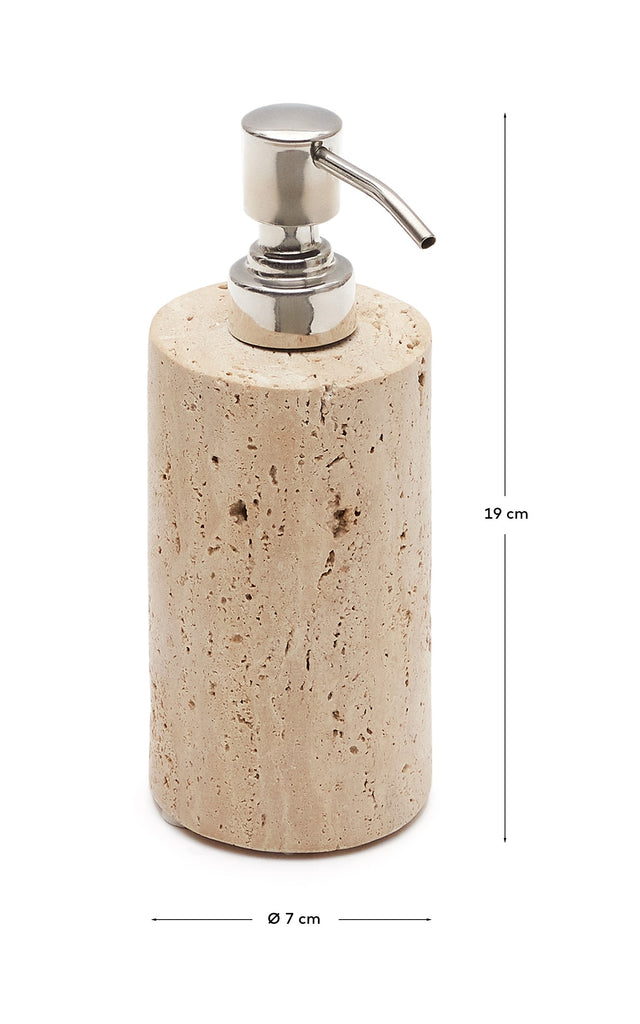 Distributeur de savon Macre en travertin beige
