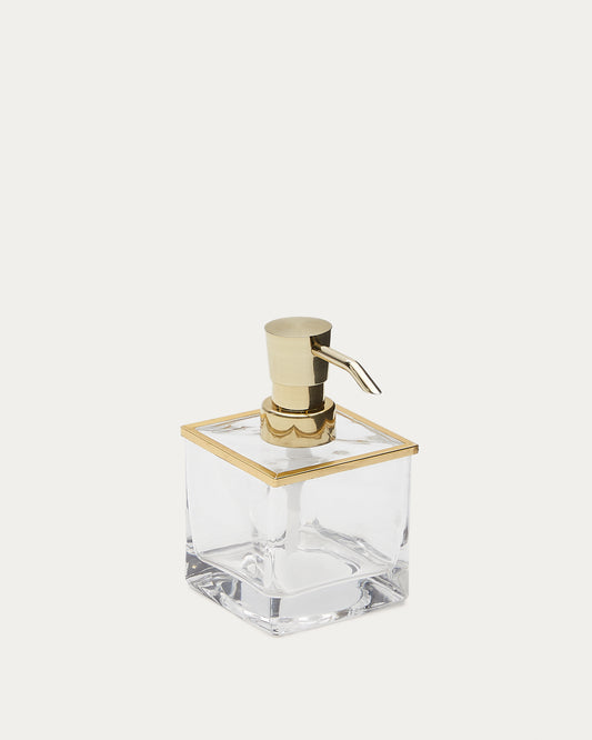 Distributeur de savon Soanet en verre et métal avec finition dorée