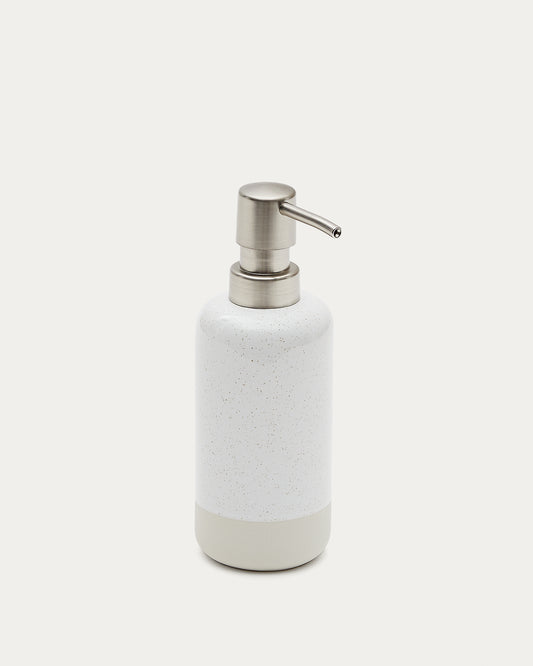 Selis distributeur de savon en grès beige et blanc