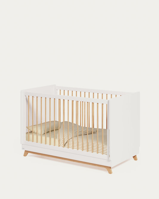 Lit bébé évolutif Maralis en bois de hêtre avec finition blanche 70 x 140 cm