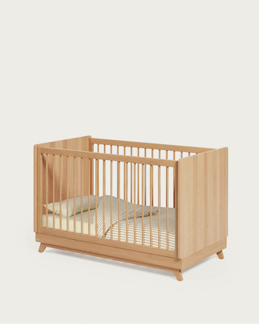 Lit bébé évolutif Maralis en bois de hêtre 70 x 140 cm