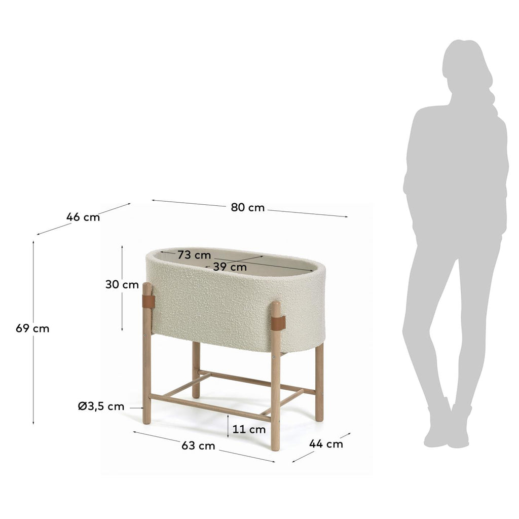Berceau Adara effet mouton retourné blanc et bois de hêtre de 69 x 46 cm