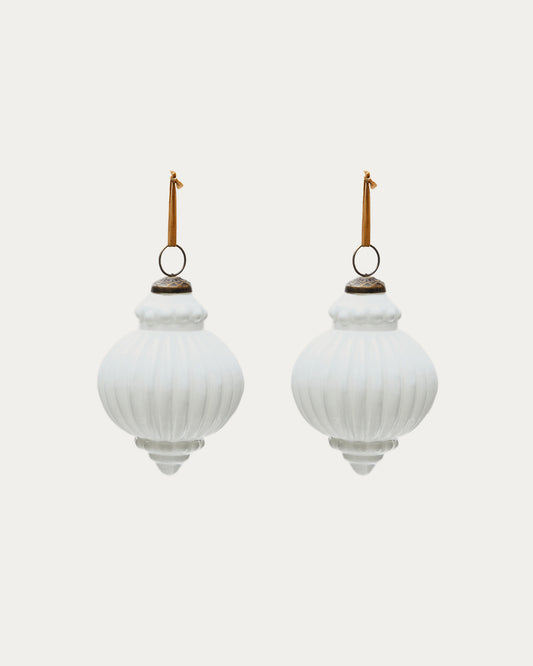 Set de 2 boules de Noël Irlo en verre recyclé blanc Ø 10 cm