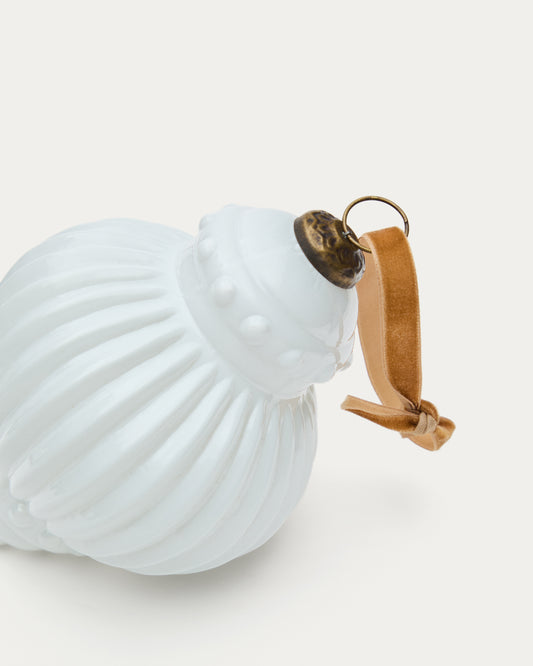 Set de 2 boules de Noël Irlo en verre recyclé blanc Ø 13 cm