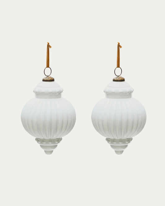 Set de 2 boules de Noël Irlo en verre recyclé blanc Ø 13 cm