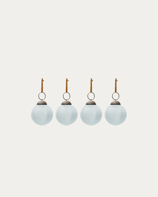 Set de 4 boules de Noël Talve en verre recyclé blanc Ø 6 cm