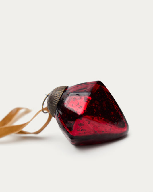 Set de 4 pièces de décoration à suspendre Argin en verre recyclé rouge 6 cm