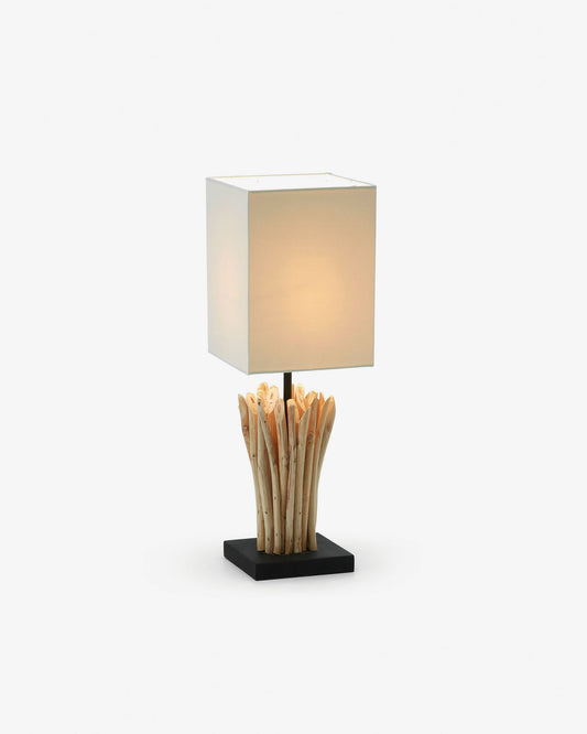 Lampe de table Boop en bois rouge et en bois d'hévéa