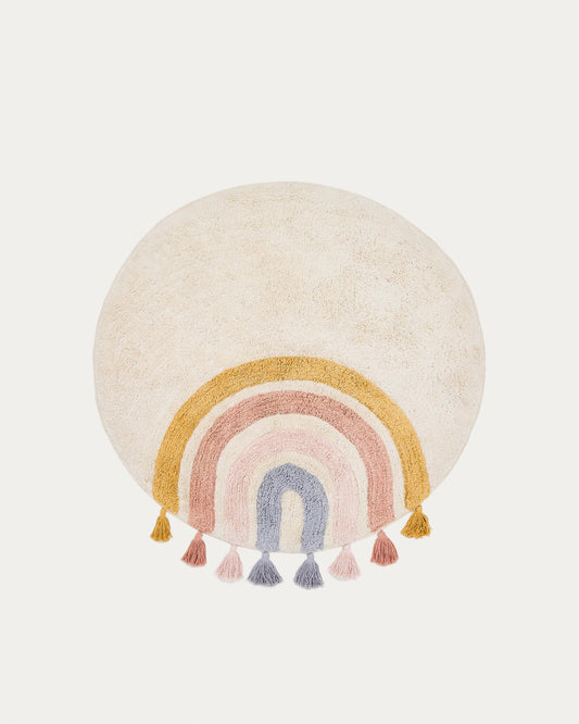Tapis rond Tadea coton arc-en-ciel multicolore Ø 100 cm