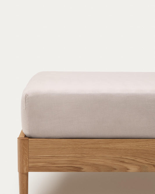 Drap-housse Simmel en mélange de lin couleur grise pour lit 150 cm