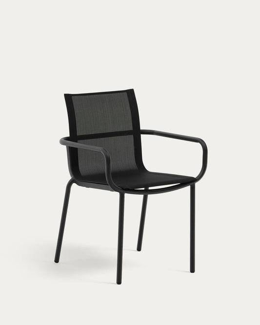 Chaise empilable d’extérieur Galdana en aluminium finition peinte gris foncé