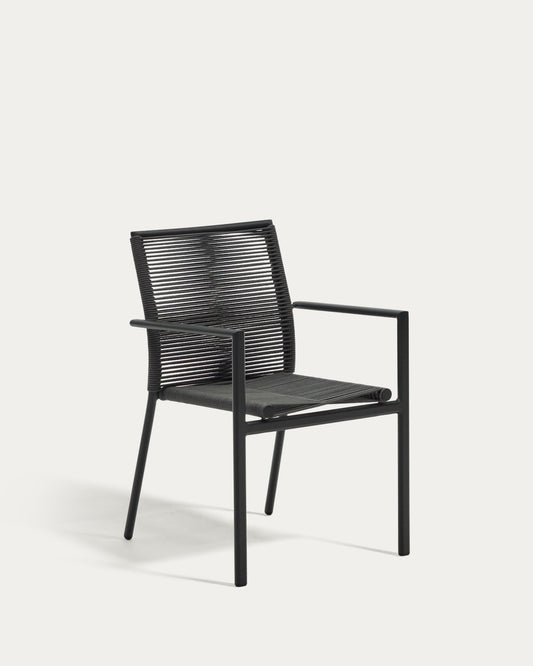 Chaise empilable d’extérieur Culip en corde et aluminium gris