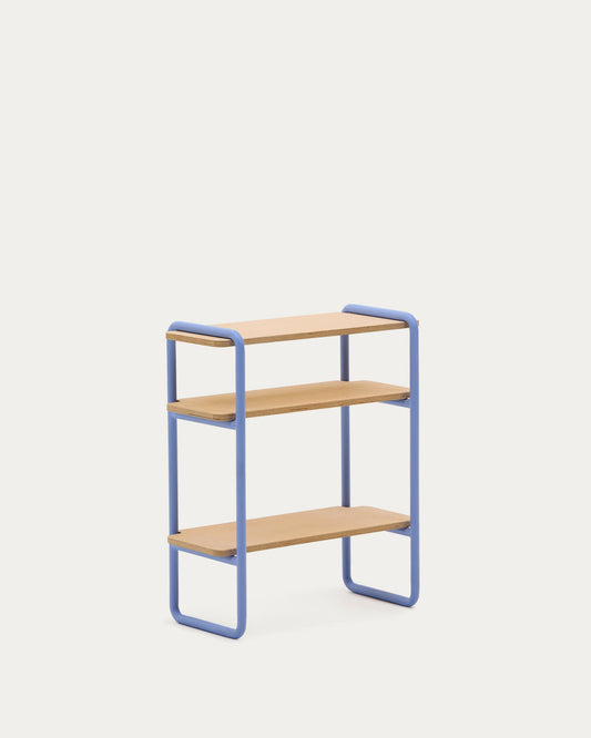 Étagère Tinn en placage de frêne et structure en métal bleu 70 x 60 cm