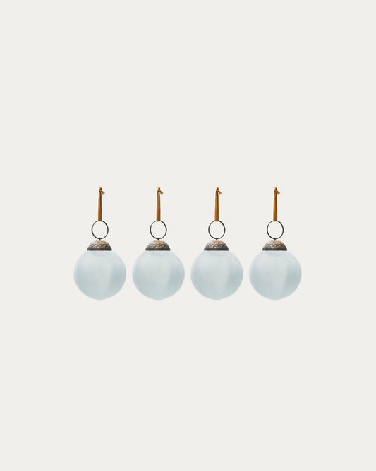 Set de 4 boules de Noël Talve en verre recyclé blanc Ø 6 cm