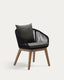 Chaise Portalo en corde noire et pieds en bois d'acacia