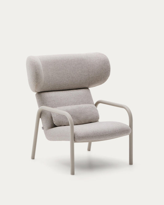 Fauteuil Inari beige et acier finition peinte beige FSC Mix Credit