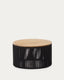 Table basse Dandara en acier, corde noire et bois d'acacia Ø70 cm FSC 100 %