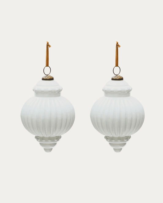 Set de 2 boules de Noël Irlo en verre recyclé blanc Ø 13 cm