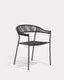 Chaise empilable d’extérieur Futadera en corde synthétique grise et acier finition peinte grise
