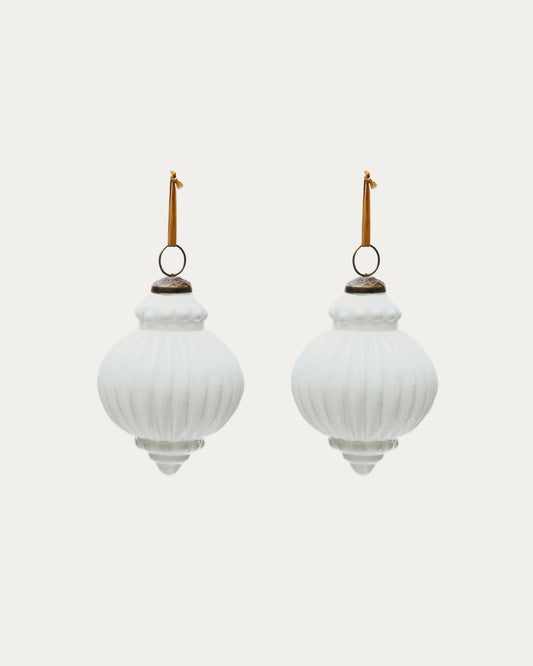 Set de 2 boules de Noël Irlo en verre recyclé blanc Ø 10 cm