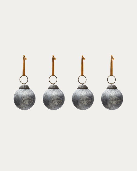 Set de 4 boules de Noël Blama en verre recyclé argenté Ø 6 cm