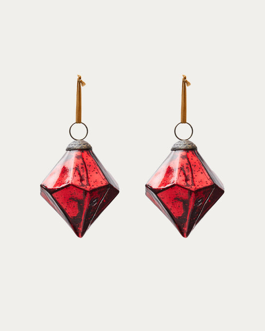 Set de 2 pièces de décoration à suspendre Argin en verre recyclé rouge 10 cm