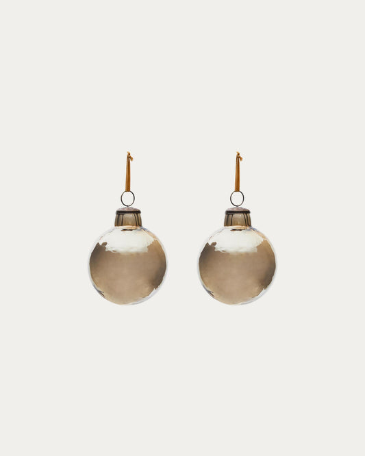 Set de 2 boules de Noël Piril en verre recyclé marron Ø 10 cm