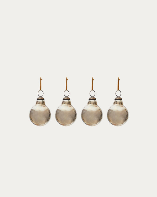 Set de 4 boules de Noël Piril en verre recyclé marron Ø 6 cm