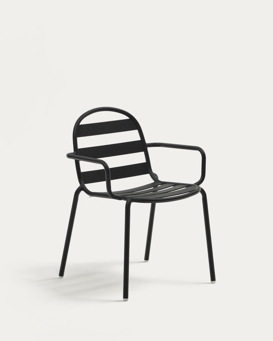 Chaise empilable d’extérieur Joncols en aluminium avec finition peinte grise