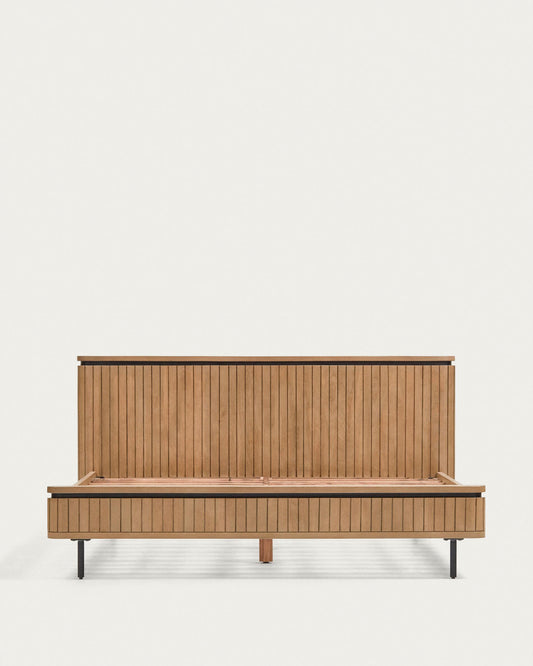 Lit Licia en bois de manguier et métal peint en noir pour matelas de 160 x 200 cm