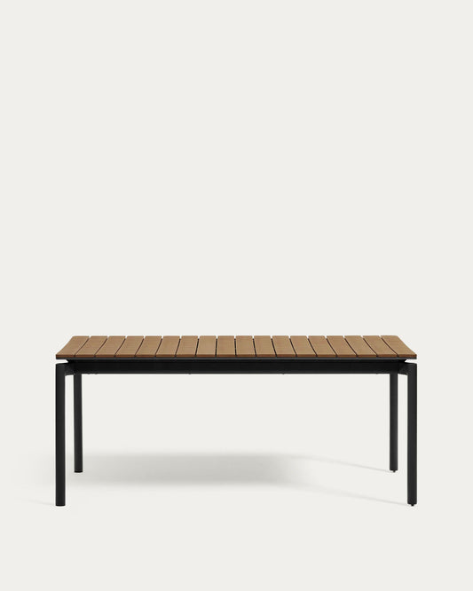 Table extensible de jardin Canyelles en bois d'œuvre en plastique et aluminium noir mat 180(240) x 100 cm