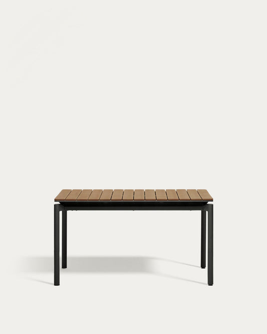 Table extensible de jardin Canyelles en bois d'œuvre en plastique et aluminium noir mat 140 (200) x 90 cm