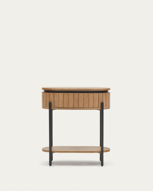 Table de chevet Licia 1 tiroir bois de manguier et métal peint en noir 55 x 65 cm