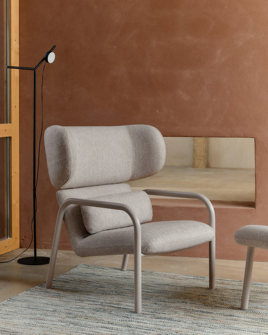 Fauteuil Inari beige et acier finition peinte beige FSC Mix Credit