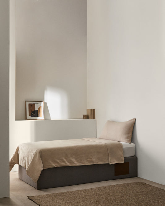 Sommier coffre Matters gris pour matelas de 90 x 190 cm