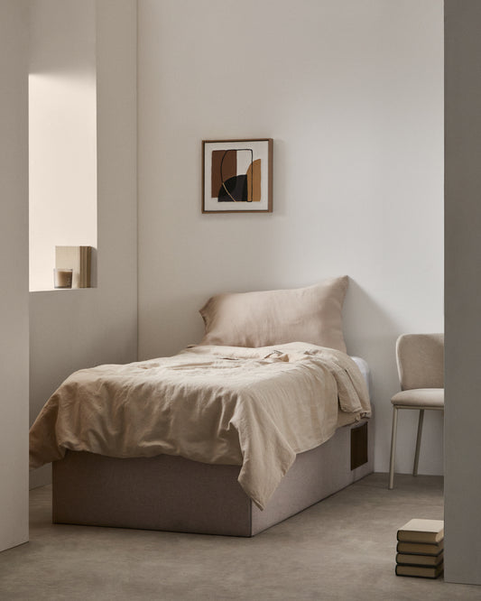 Sommier coffre Matters beige pour matelas de 90 x 190 cm